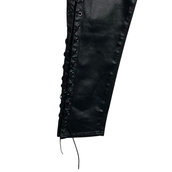 AG Adriano Goldschmied Jeans Women 27 Black Faux Leather Pants Farrah Skinny NEW - Picture 10 of 15